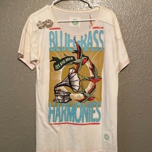 DOUBLE D RANCH shirt size Medium beautiful embroidery NWOT w/2 brooches